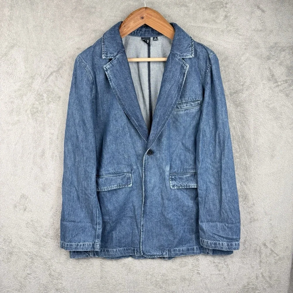 Gap Denim Blazer Chore Jacket Mens XL Tall Vintage Y2K 90s Faded Grunge Heavy